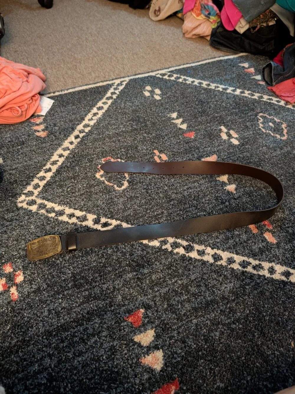 Vintage Levi’s Made in Italy Brown Leather Belt Two Horse Brass-Tone Buckle 36